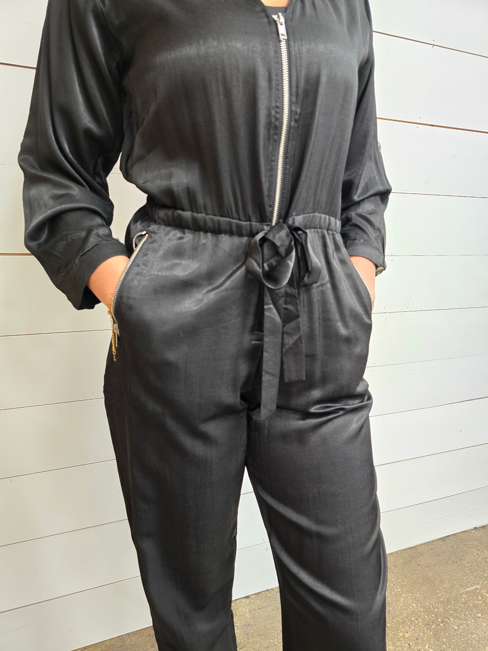 Black Satin Jumpsuit