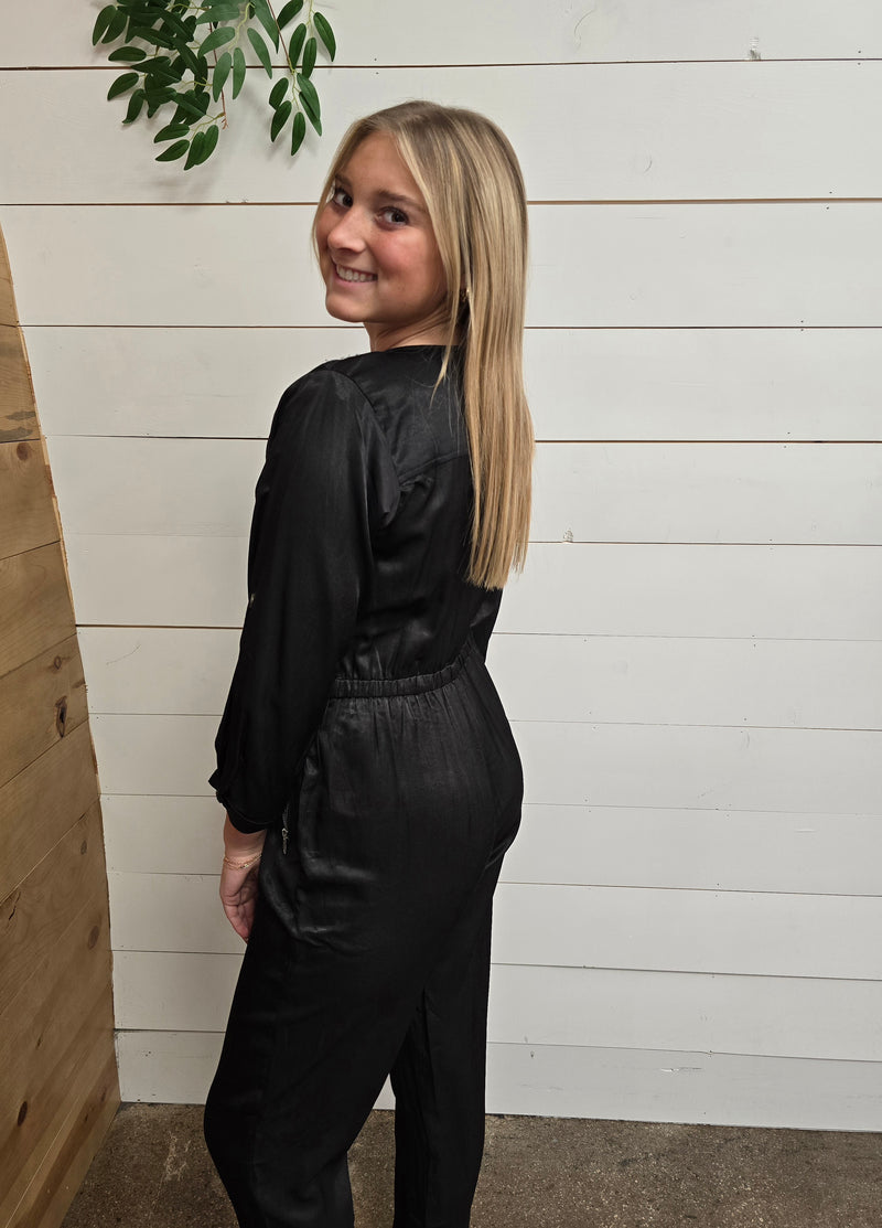 Black Satin Jumpsuit