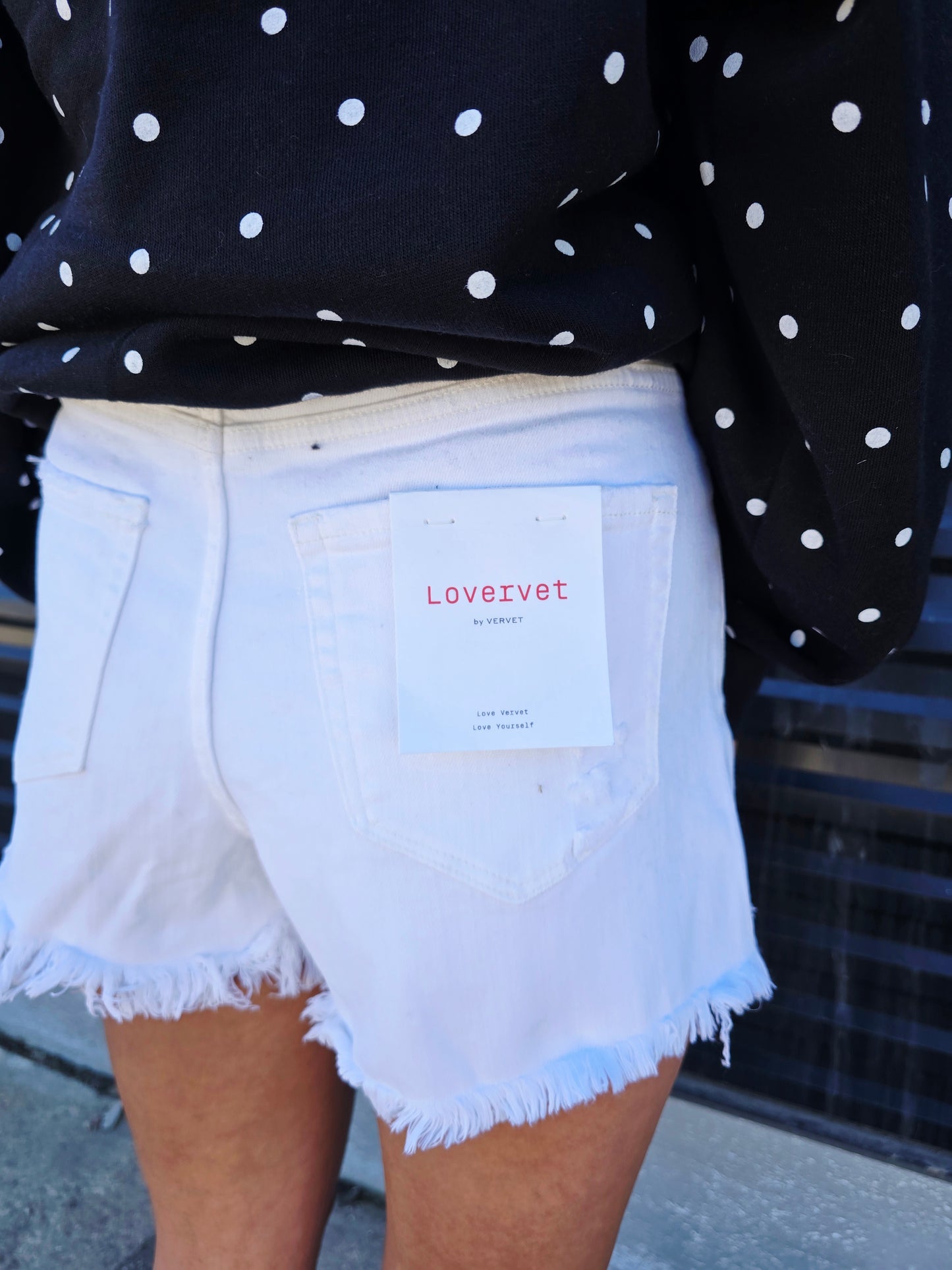 Optic White Denim Shorts