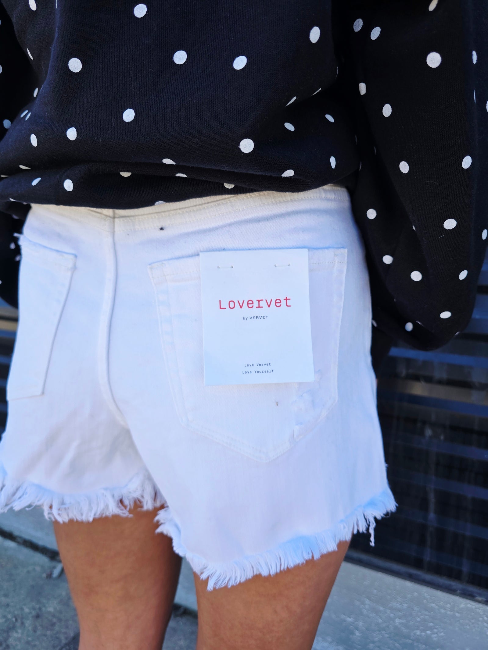 Optic White Denim Shorts