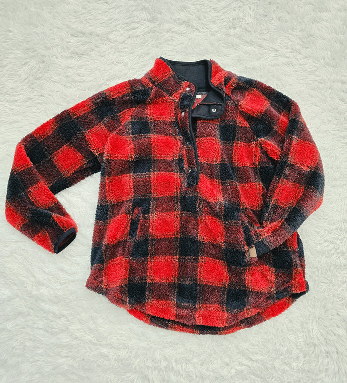 Maurices Red Plaid Sherpa