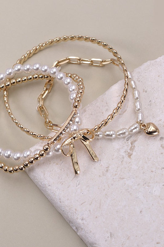 Pearl/Bow Trio Bracelet - sale