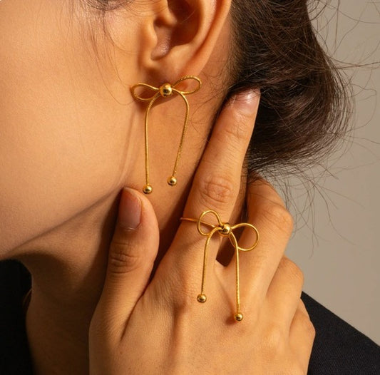 Bow Tassel Earrings - sale