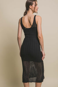 Rhinestone Black Midi Dress