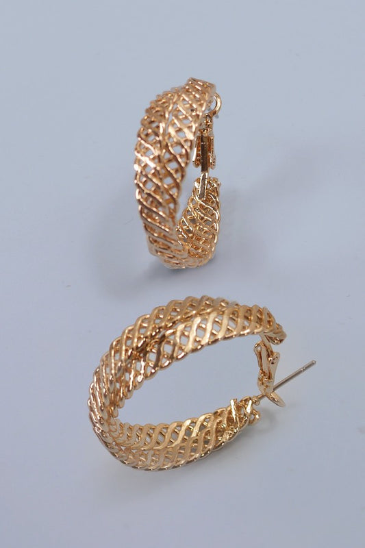 Wire Texture Hoop Earrings - sale