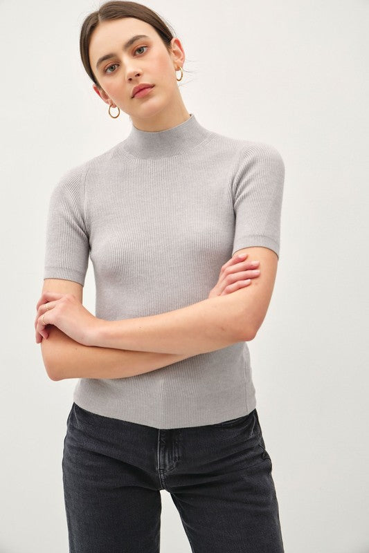 Rib Mock Neck Top