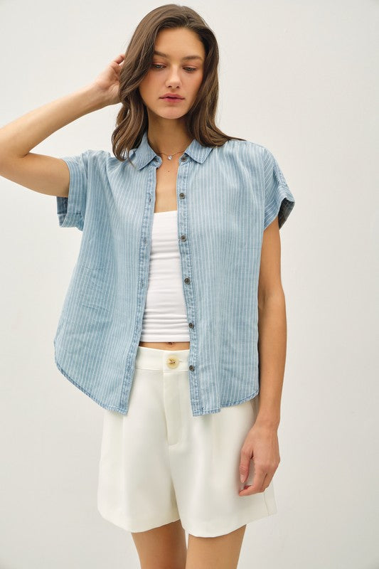 Beatrice Stripe Denim Blouse
