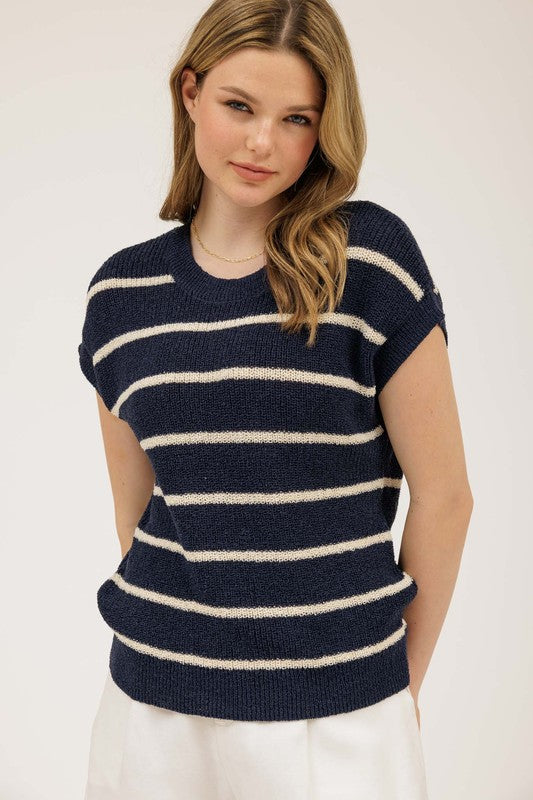 Noelle Navy Stripe Vest