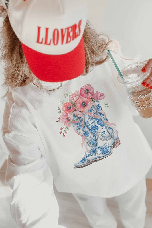 Wild Flower Boots Crewneck