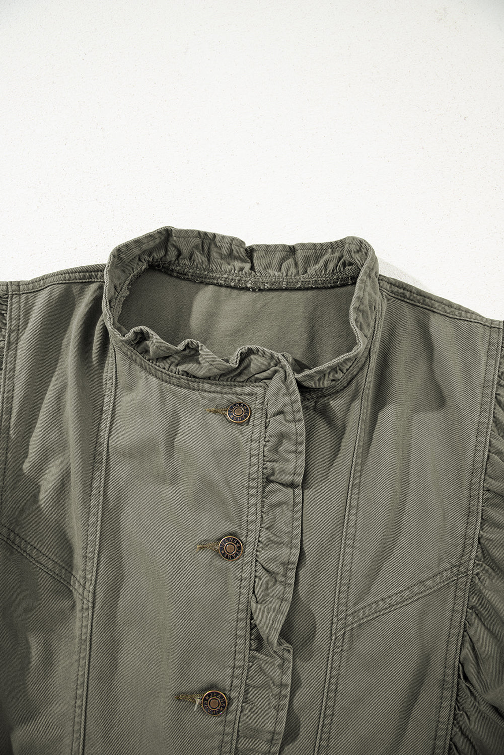 Olive Ruffle Vest