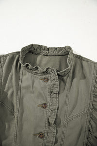 Olive Ruffle Vest