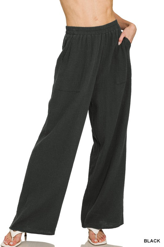 Double Gauze Black Pant