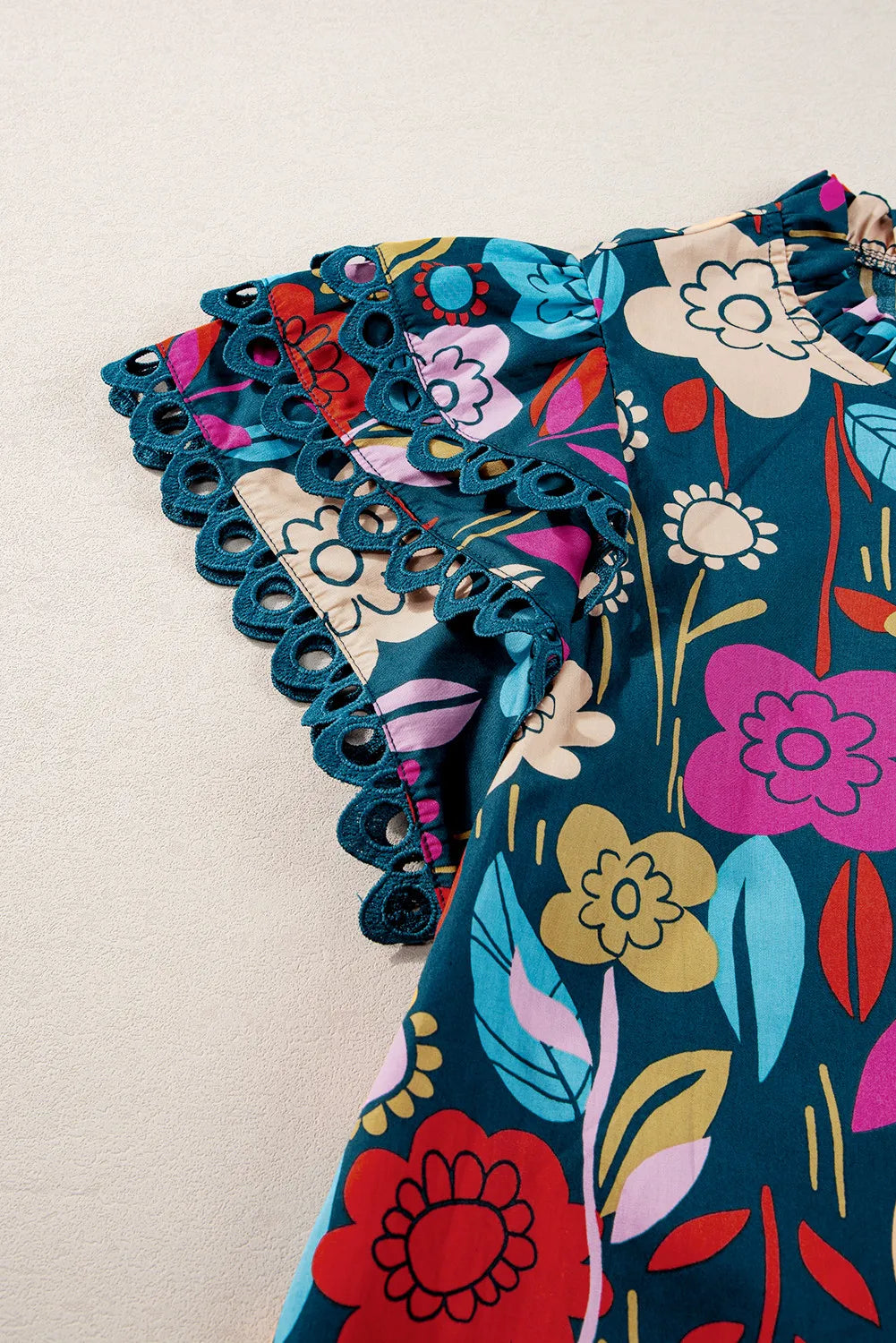 Ruffle Sleeve Floral Blouse