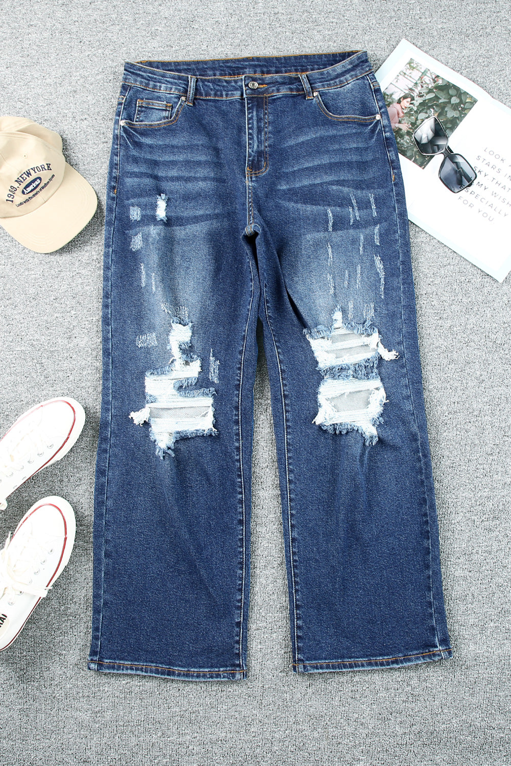 Distressed Straight Leg Curvy Jean - SALE