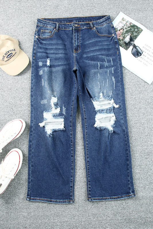 Distressed Straight Leg Curvy Jean - SALE