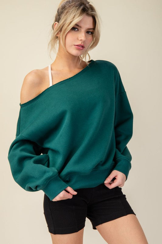 Hunter Green Off Shoulder Top