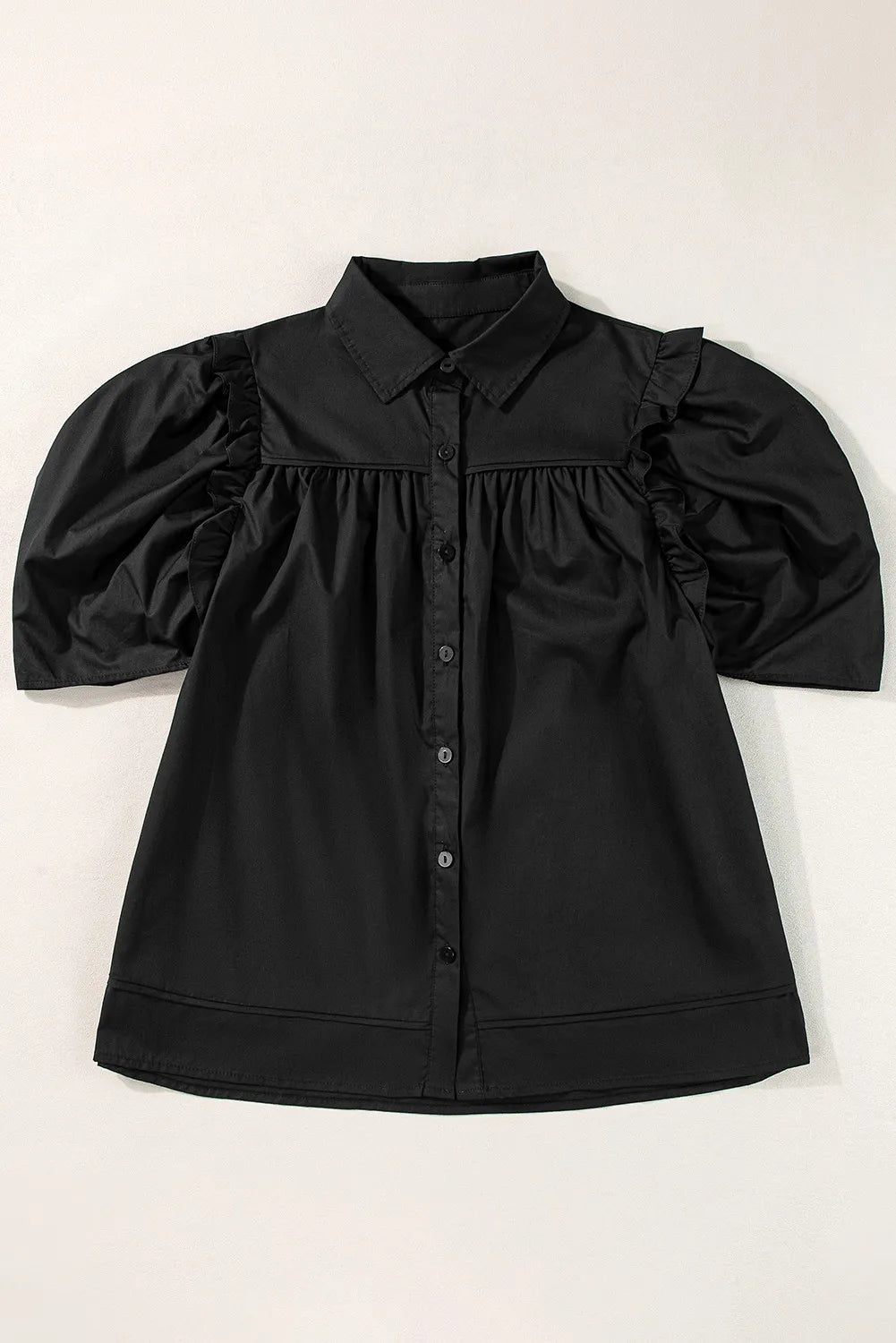Black Puff Sleeve Blouse