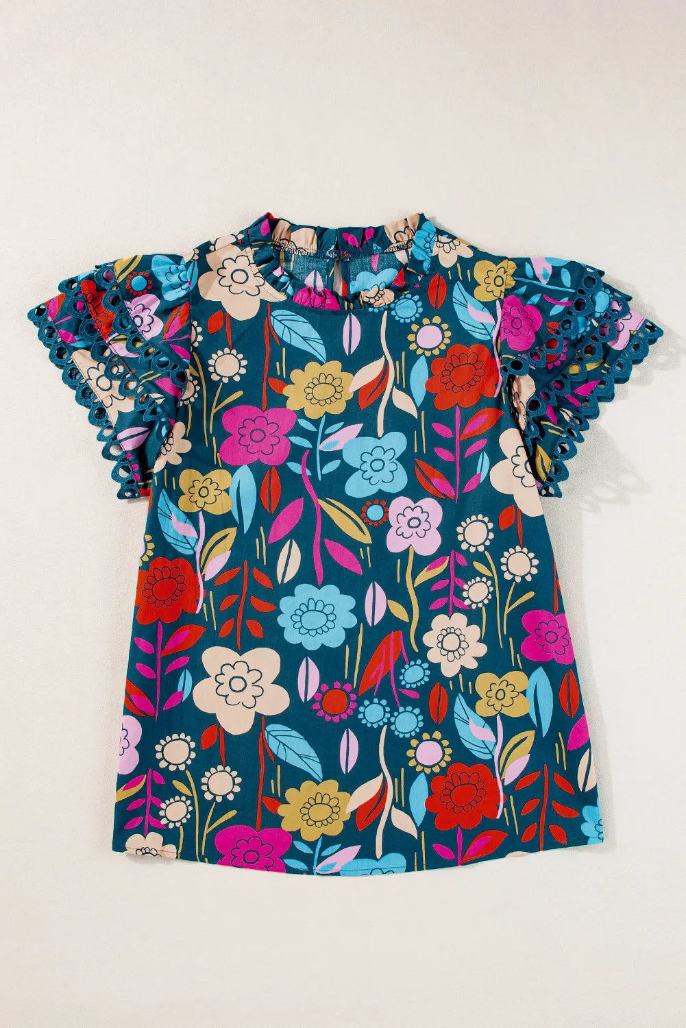 Ruffle Sleeve Floral Blouse