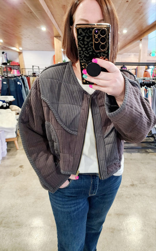 Charcoal Quilted Shacket
