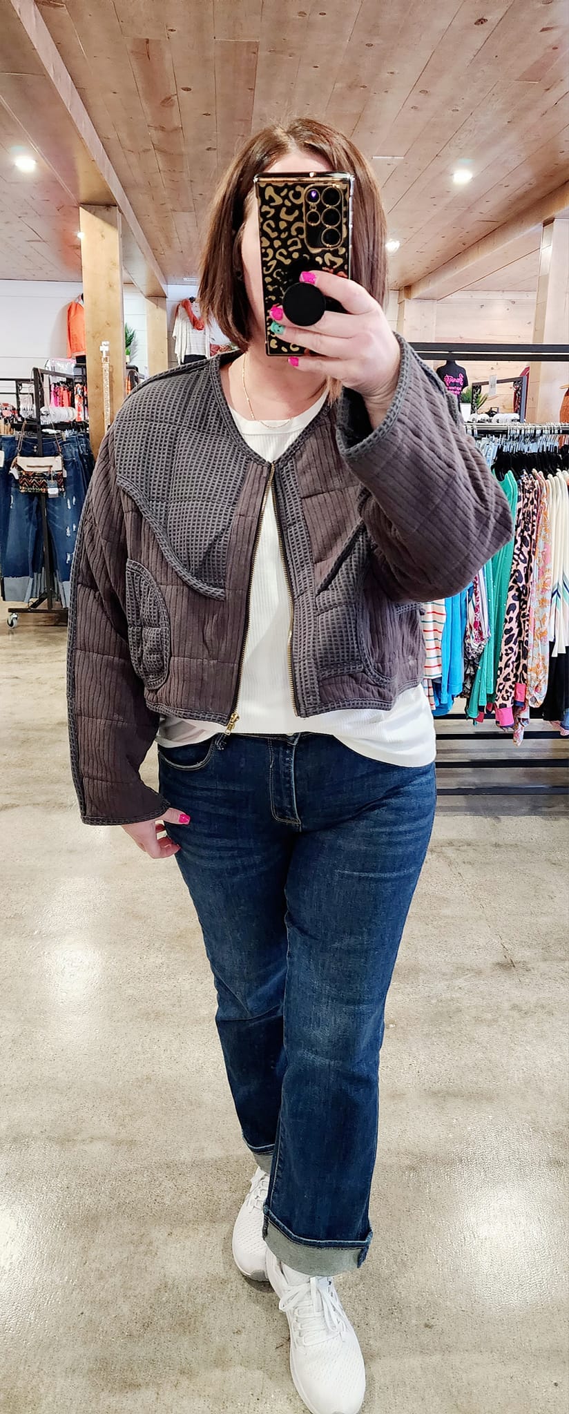 Charcoal Quilted Shacket