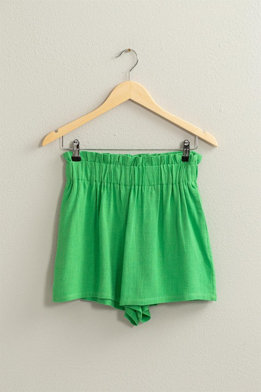 Green Linen Shorts - SALE