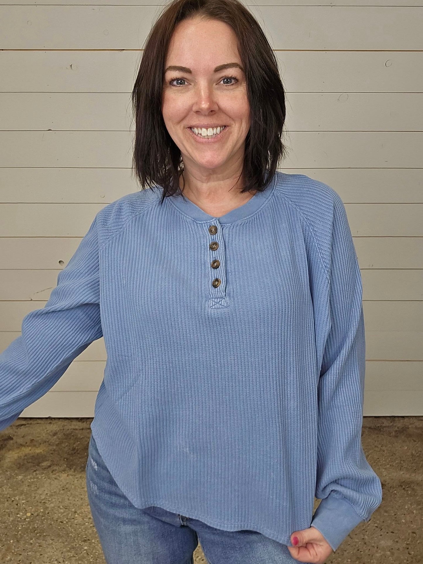 Waffle Henley Top