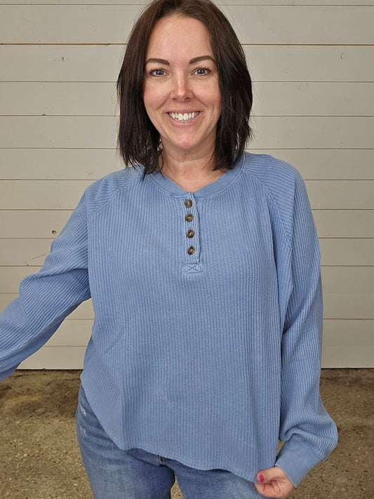 Waffle Henley Top