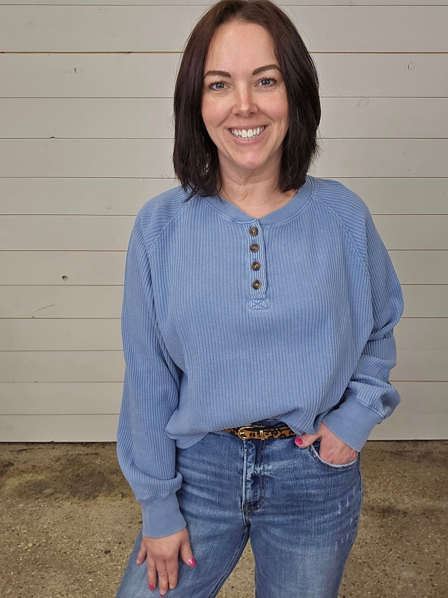 Waffle Henley Top