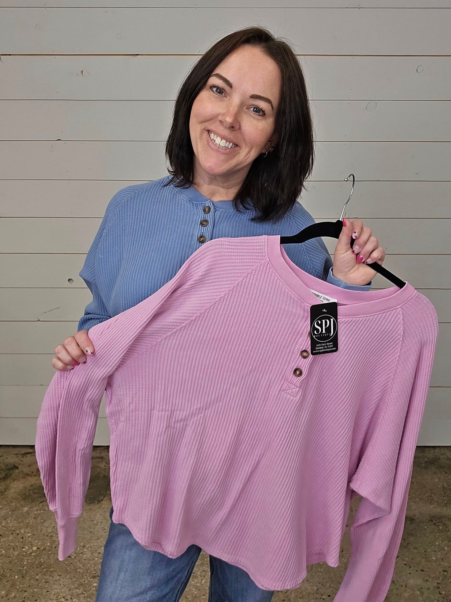Waffle Henley Top