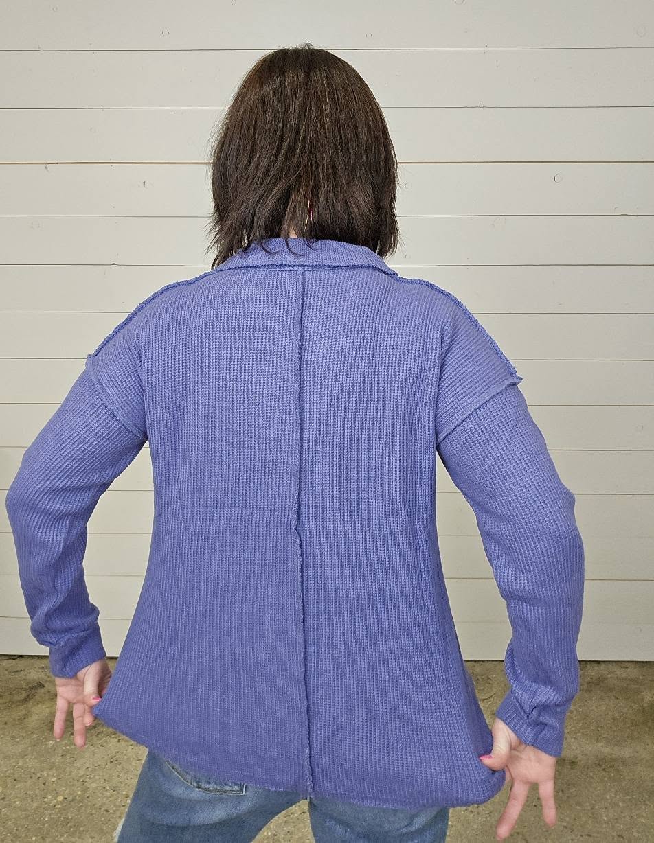 Waffle V-Neck Top