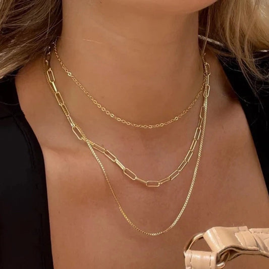 Chain Layered Necklace Gold
