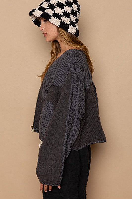 Charcoal Quilted Shacket