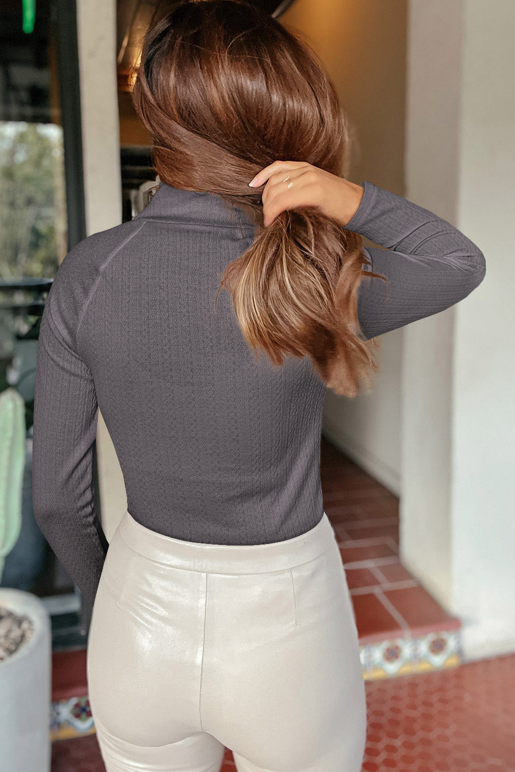 Grey Cable Like Bodysuit - sale