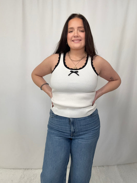 Whitney White Bow Tank - SALE