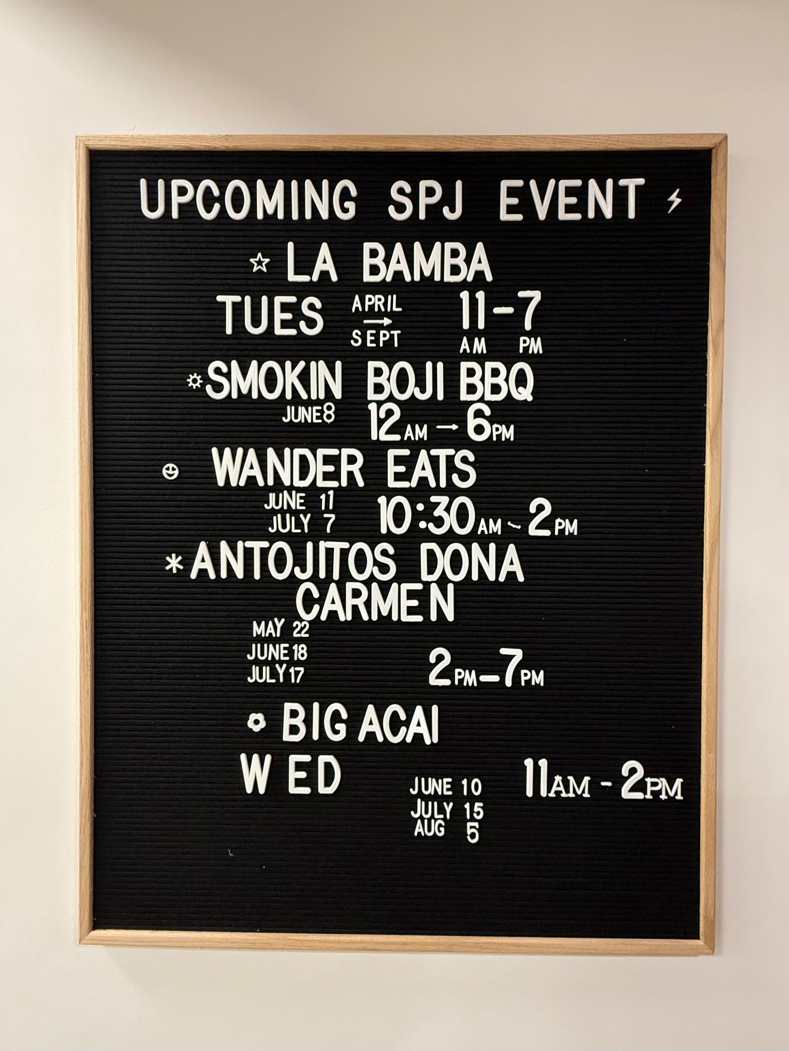 SPJ Boutique upcoming events schedule