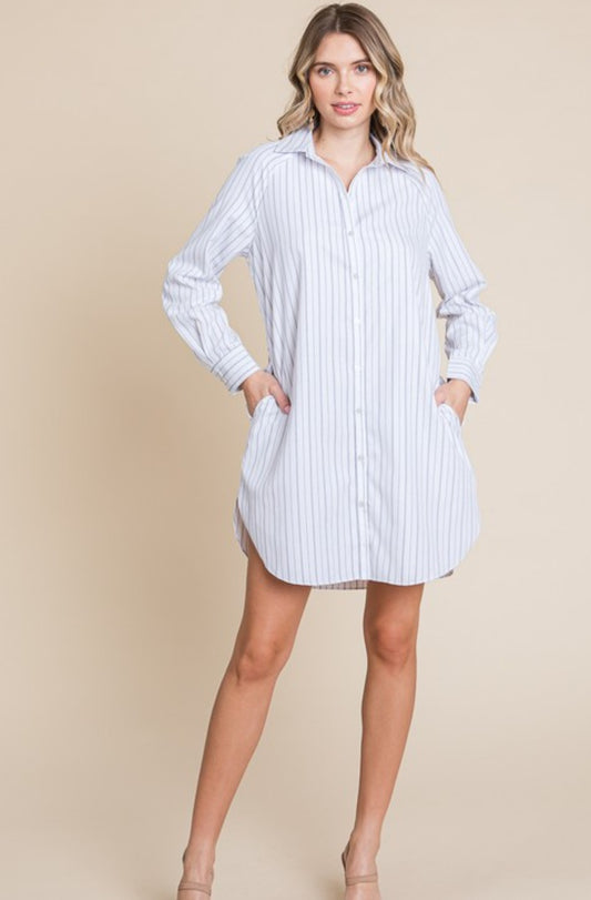 White Stripe Shirt/Dress - sale