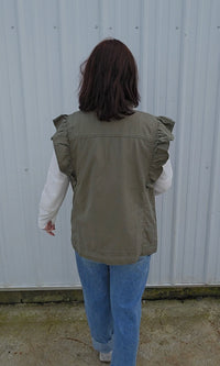 Olive Ruffle Vest