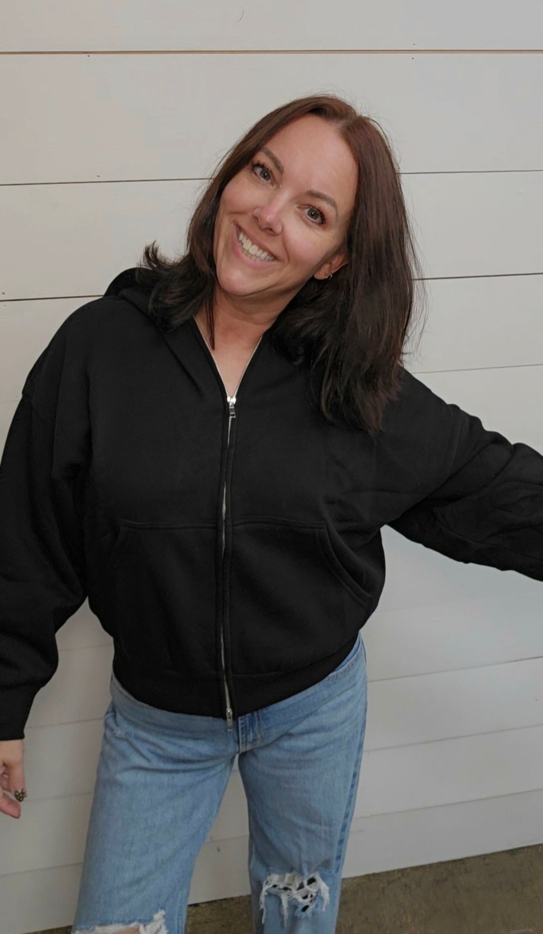 Fleece Black Zip Up Jacket