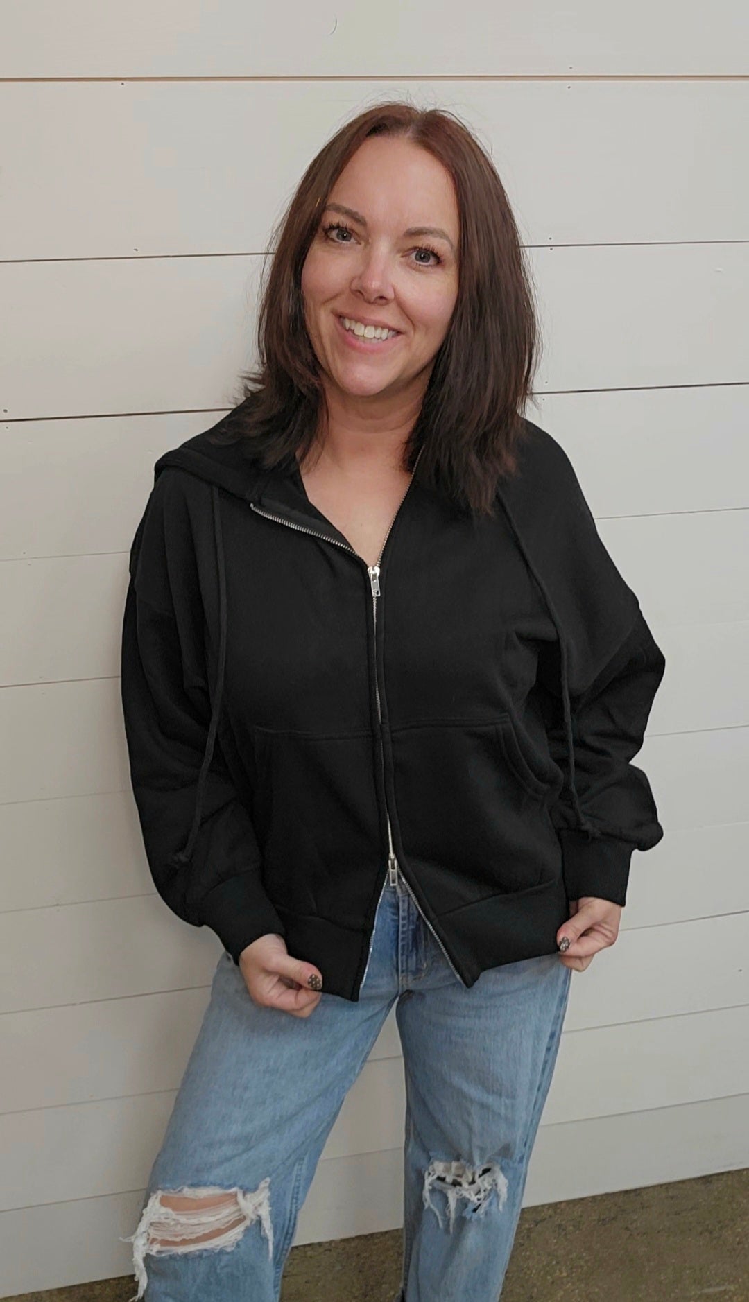 Fleece Black Zip Up Jacket