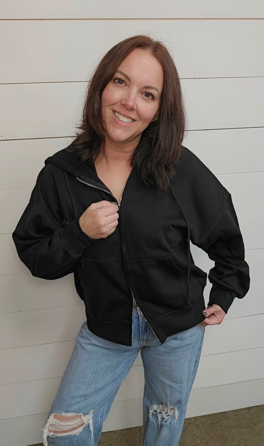 Fleece Black Zip Up Jacket