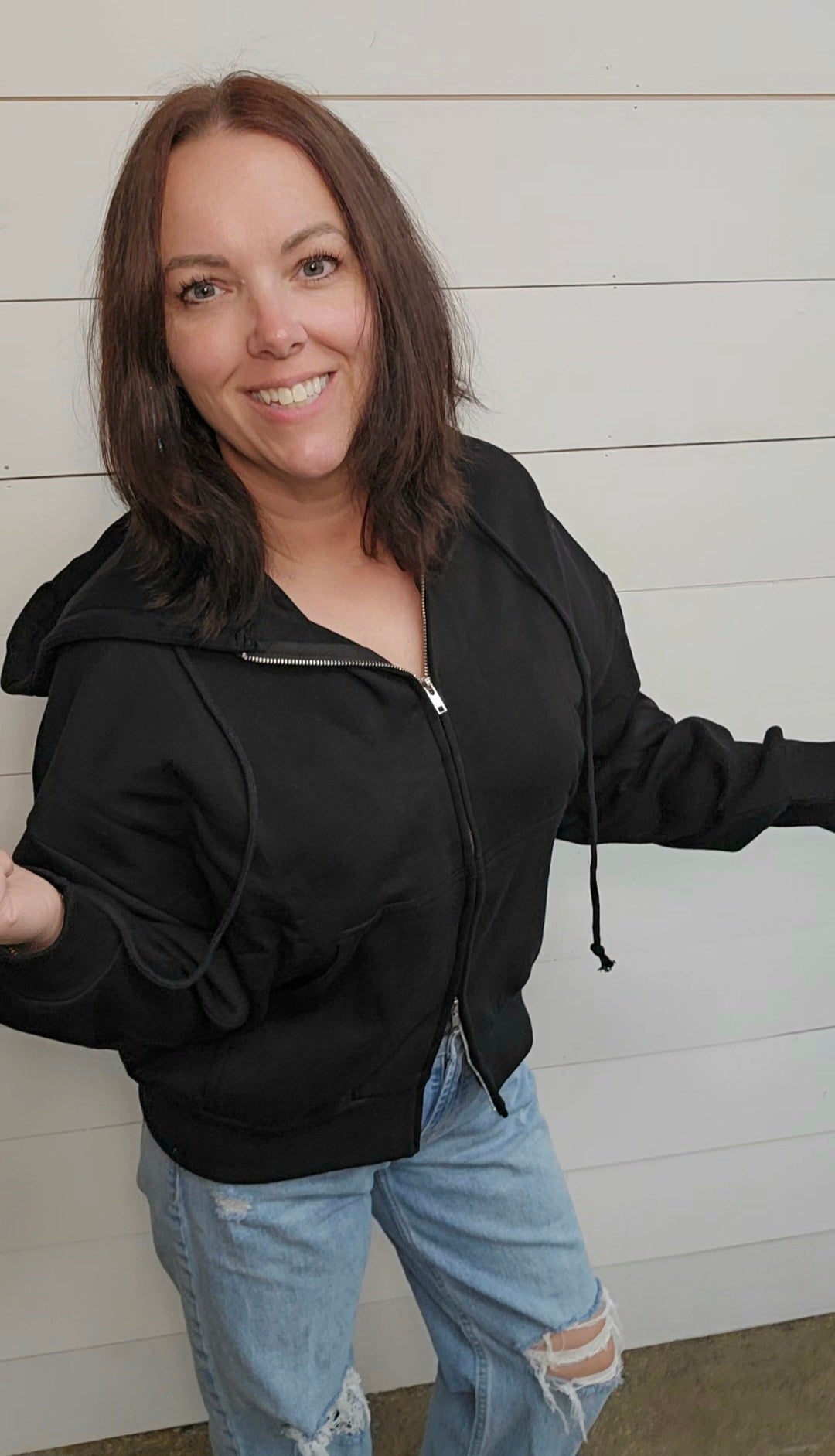 Fleece Black Zip Up Jacket