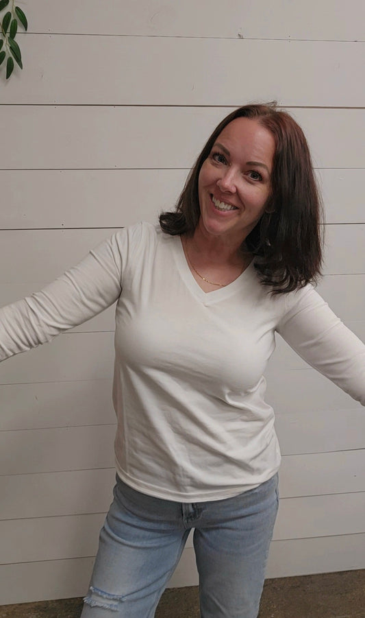 Basic V-Neck Long Sleeve Top
