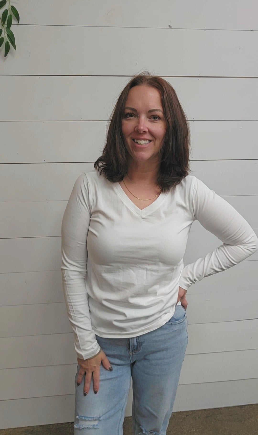 Basic V-Neck Long Sleeve Top