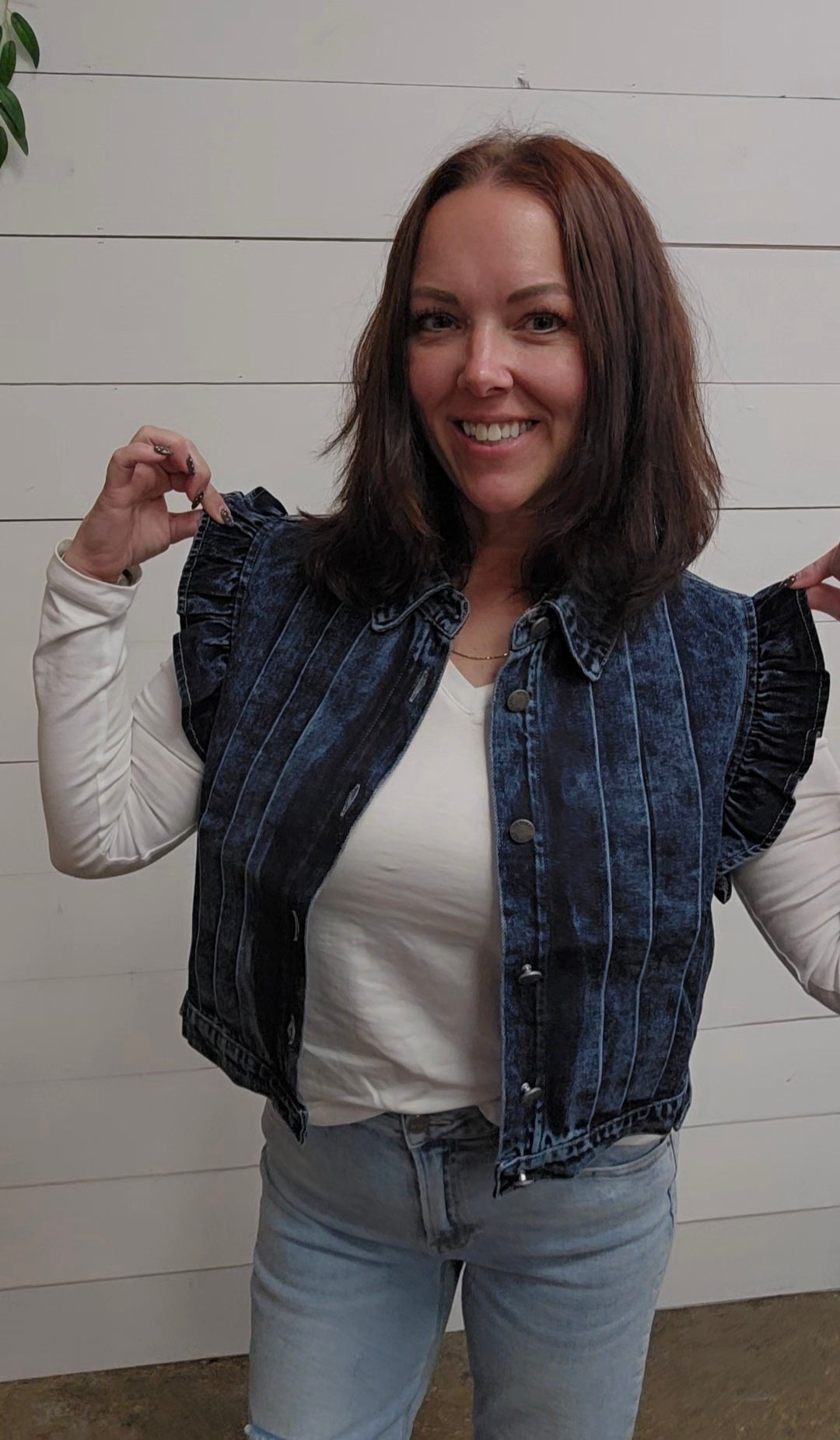 Denim Pleated Vest