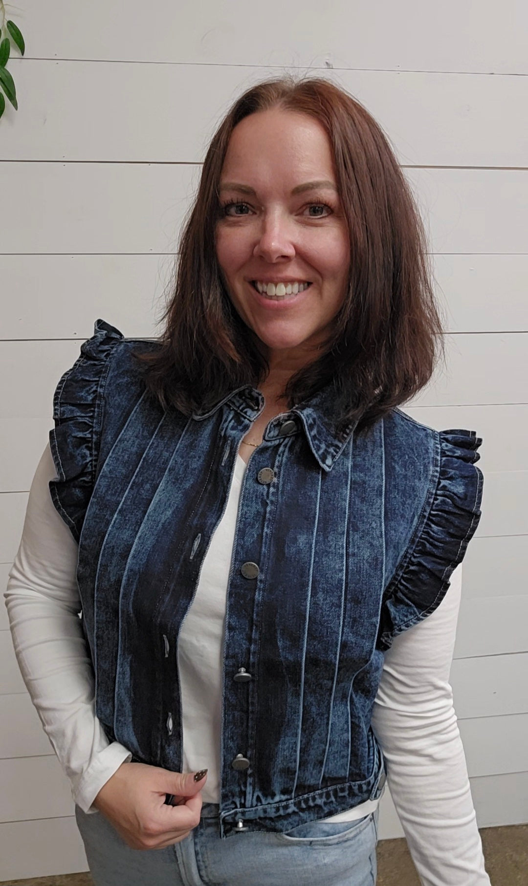 Denim Pleated Vest