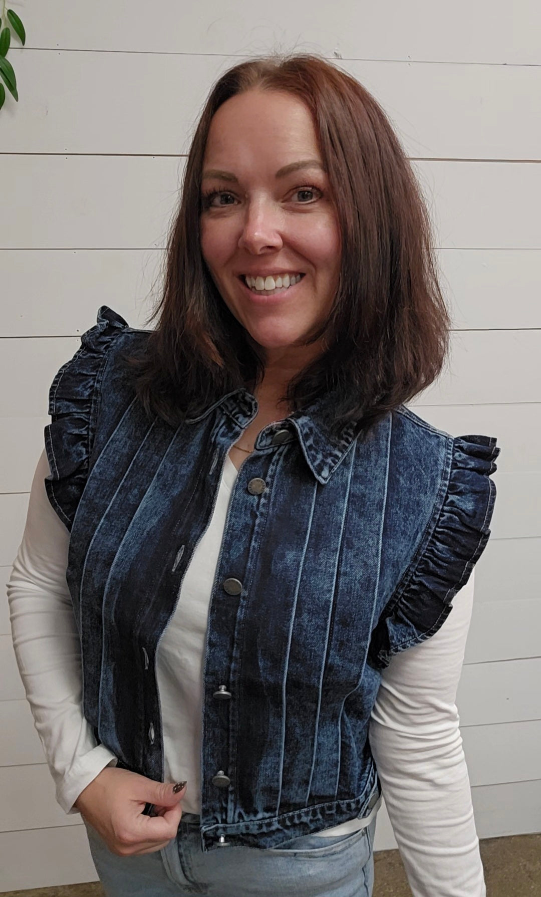 Denim Pleated Vest
