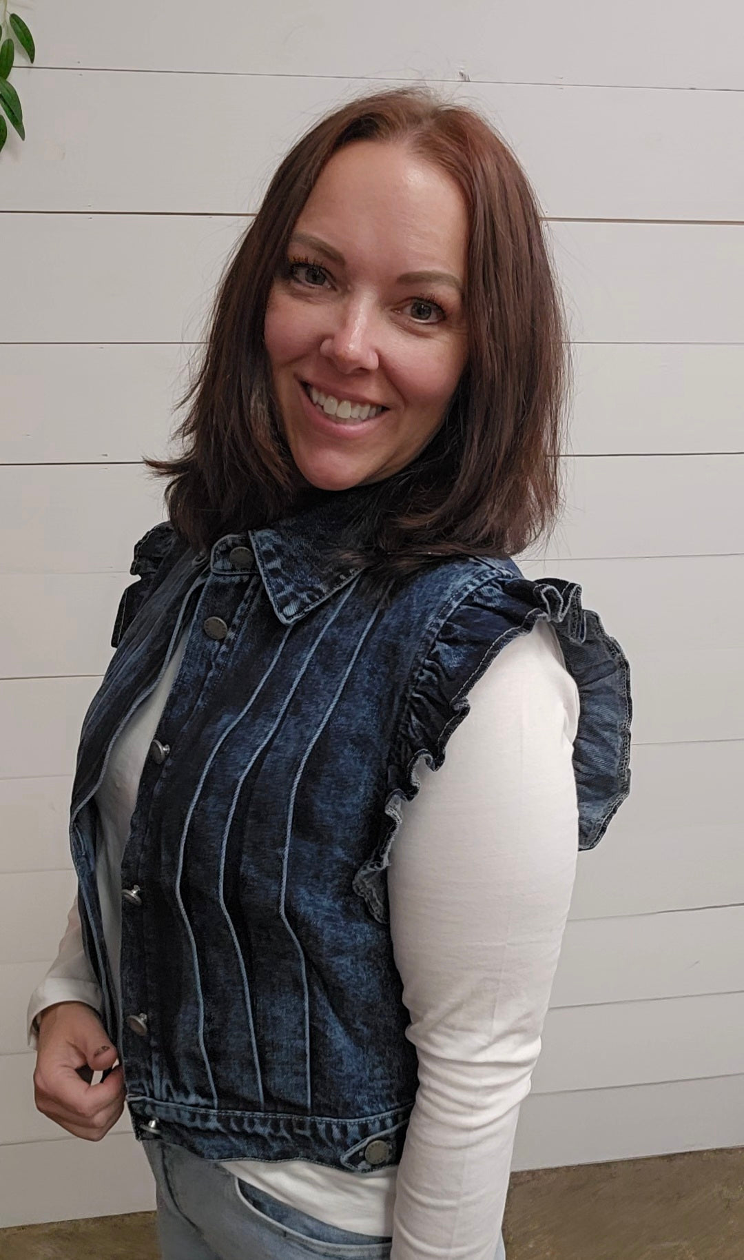 Denim Pleated Vest