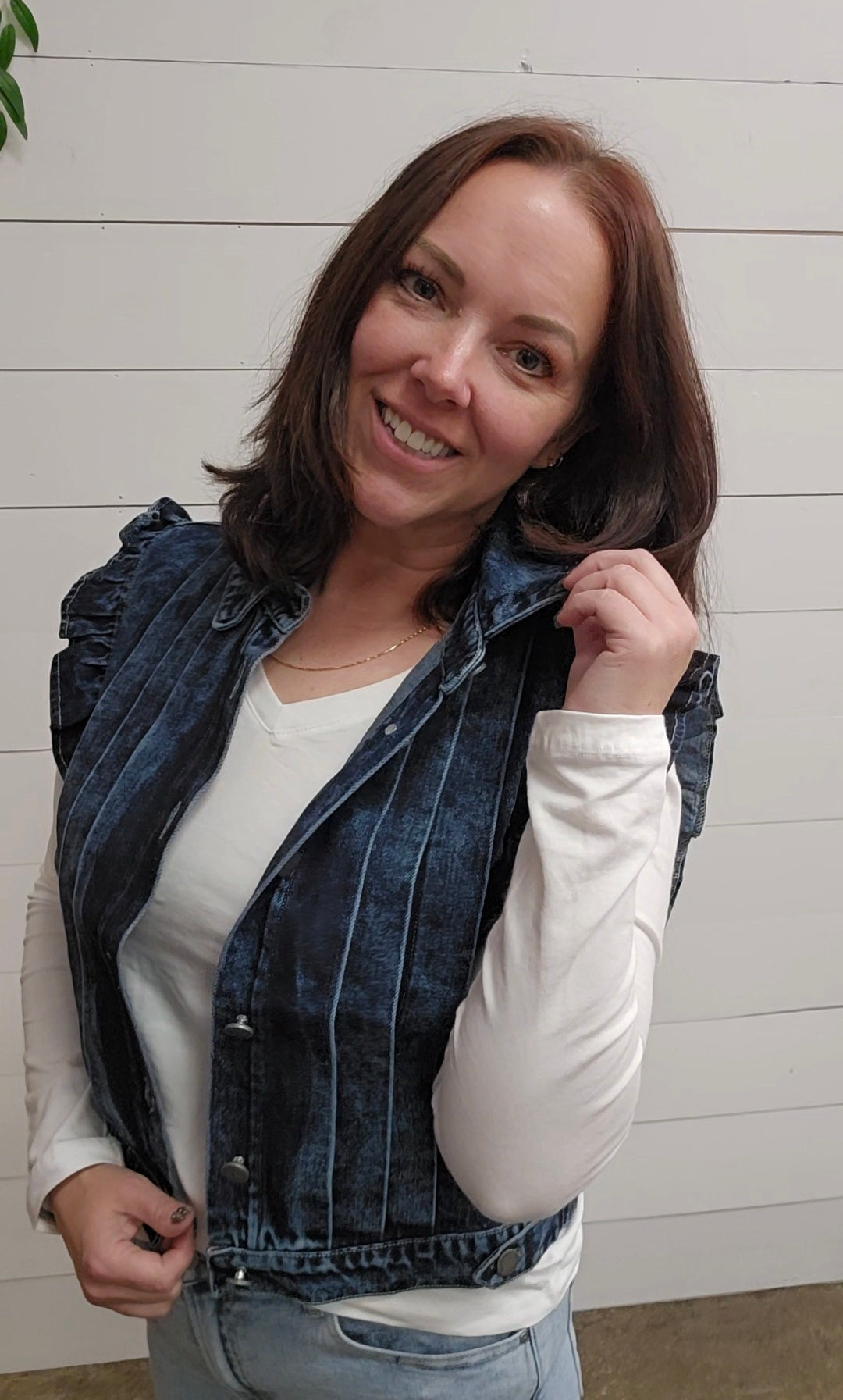 Denim Pleated Vest