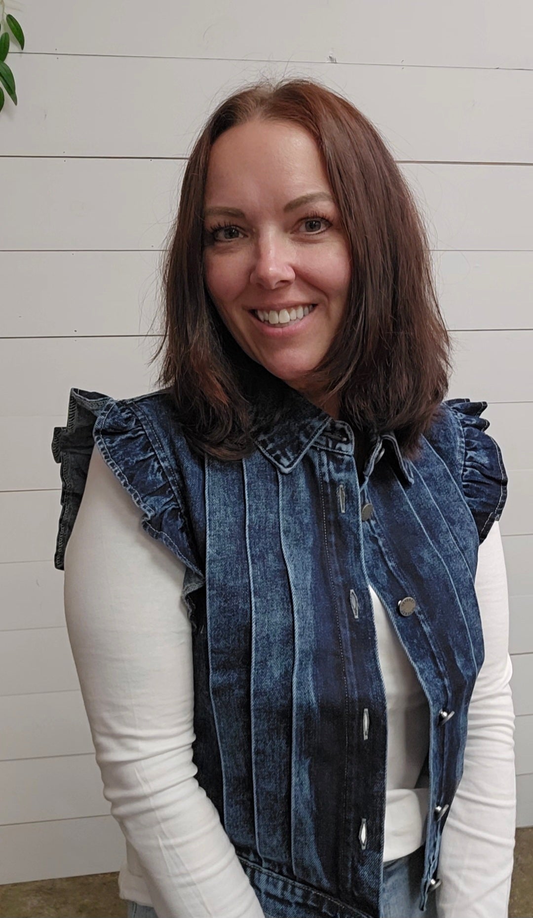 Denim Pleated Vest