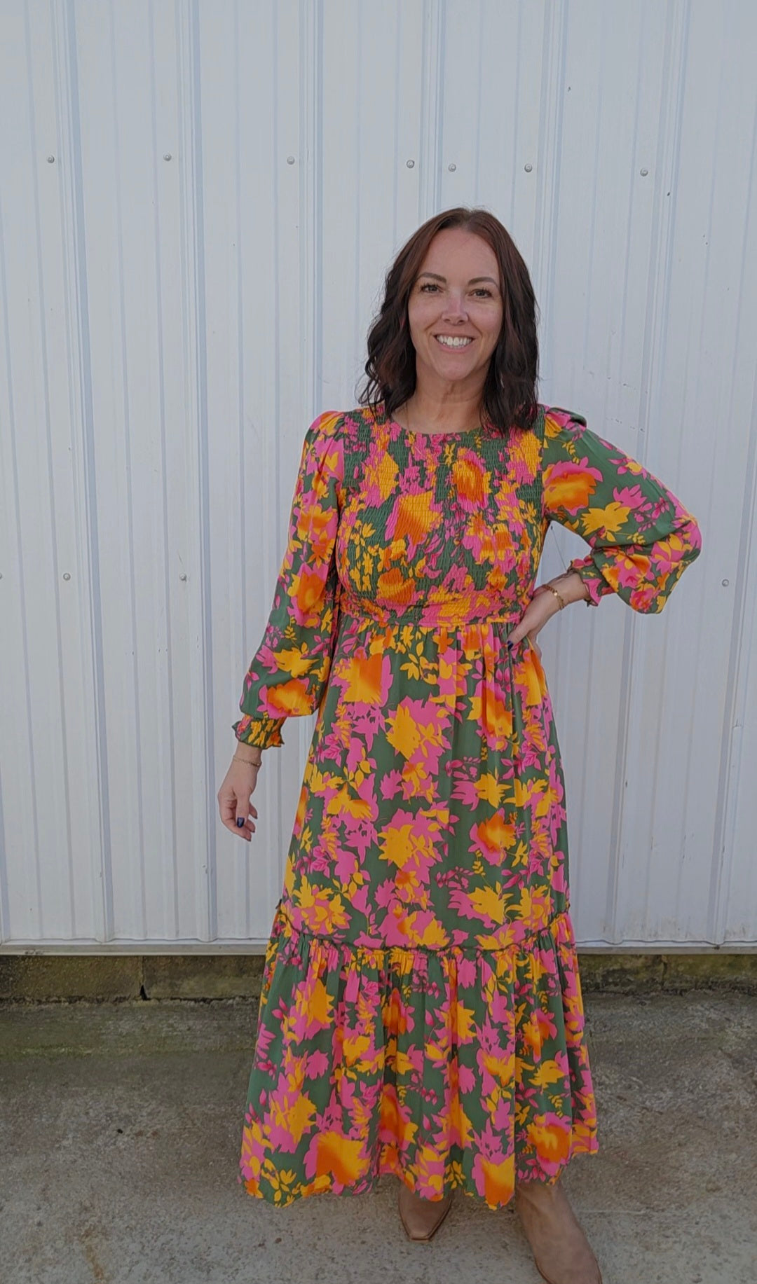 Ola Orange Floral Dress